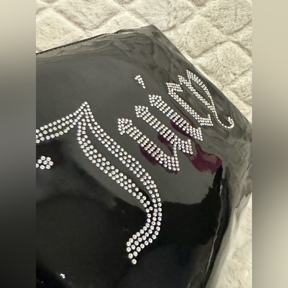 JC Juicy couture travel cosmetic makeup bag shiny black with bling juicy NWT - Picture 4 of 9